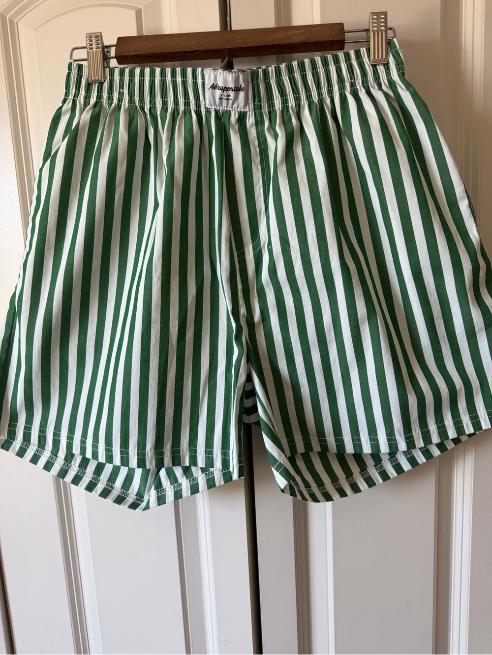 Aeropostale Green & White Vertical Stripe Men's Shorts